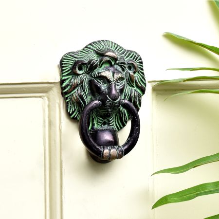 Cast Brass Lion Head Ring Handle Door Knocker
